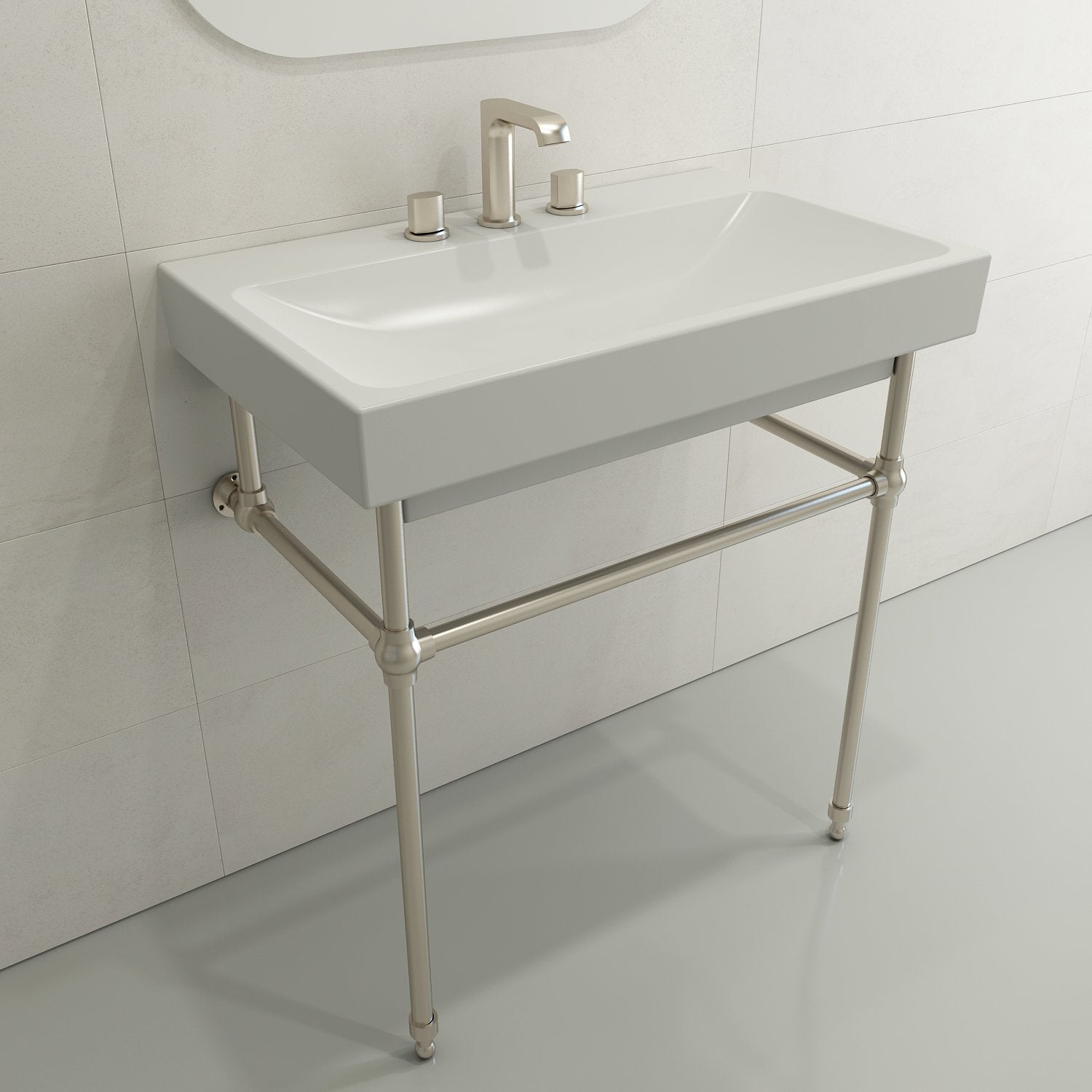 Scala Arch Wall-Mounted Sink Fireclay 32 in. 3-Hole 1078