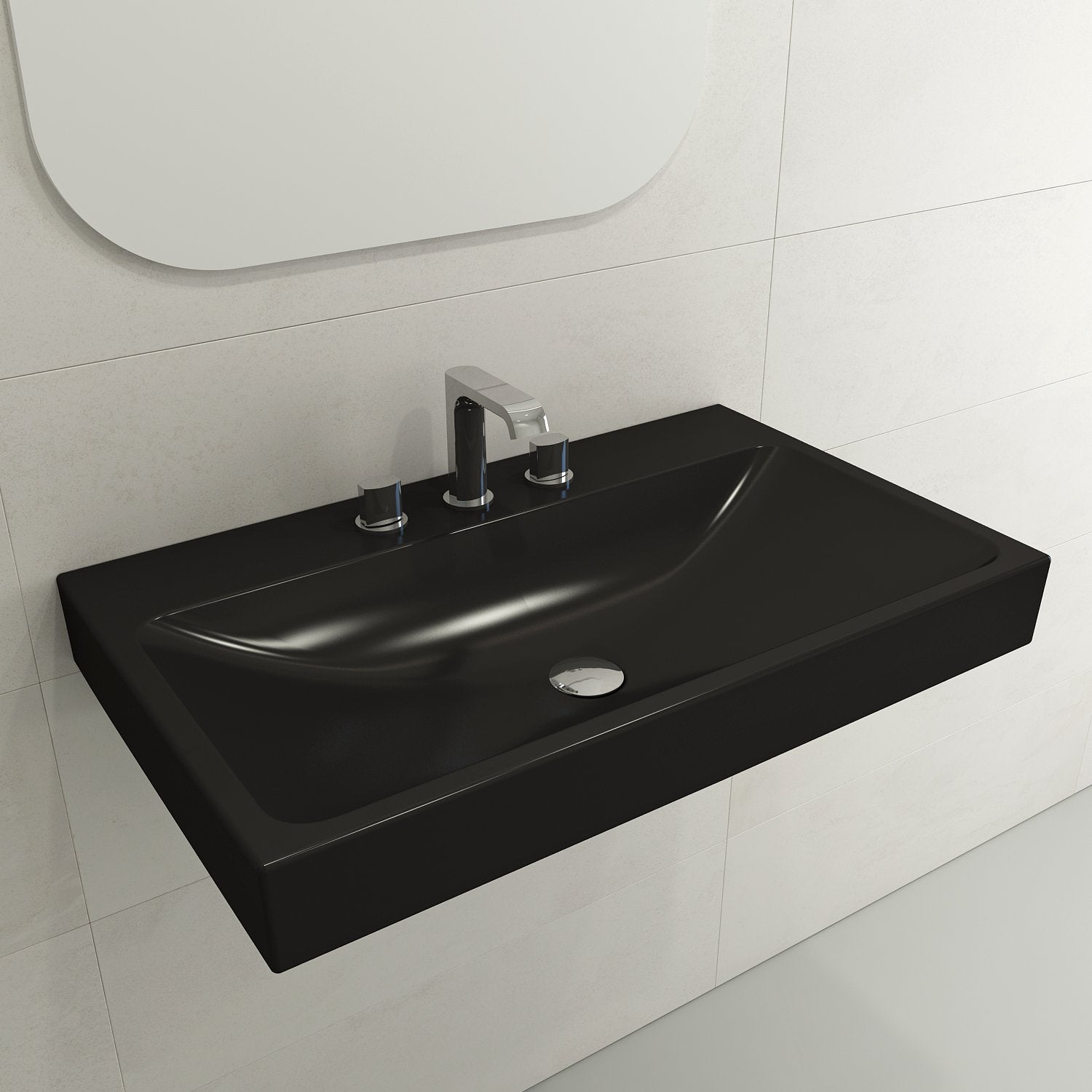 Scala Arch Wall-Mounted Sink Fireclay 32 in. 3-Hole 1078