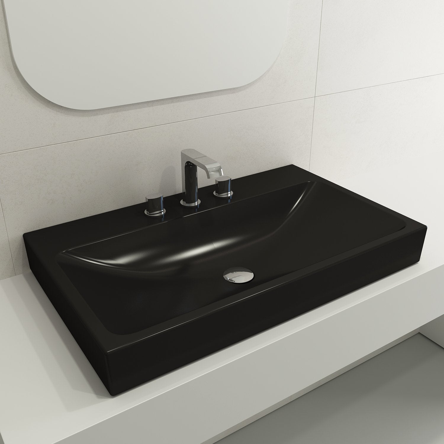 Scala Arch Wall-Mounted Sink Fireclay 32 in. 3-Hole 1078