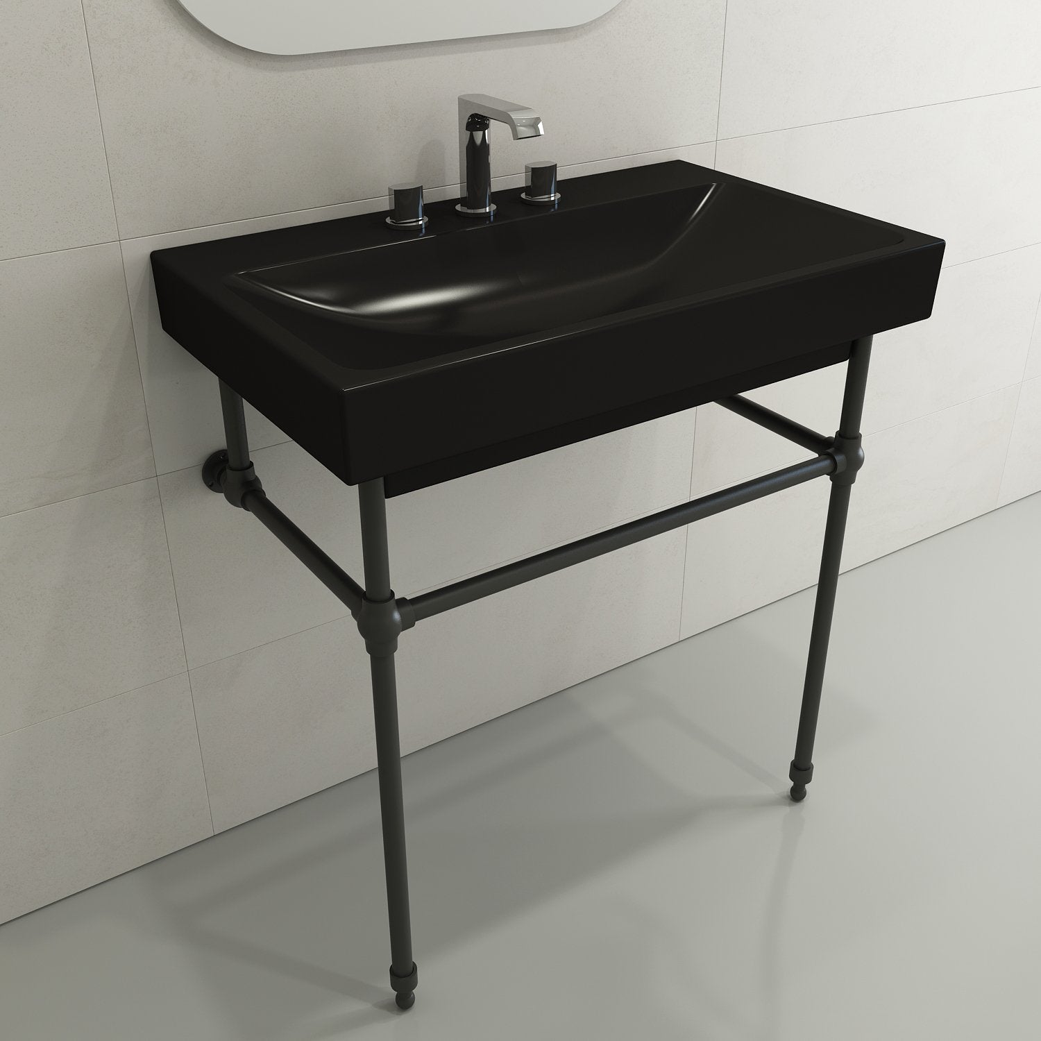 Scala Arch Wall-Mounted Sink Fireclay 32 in. 3-Hole 1078