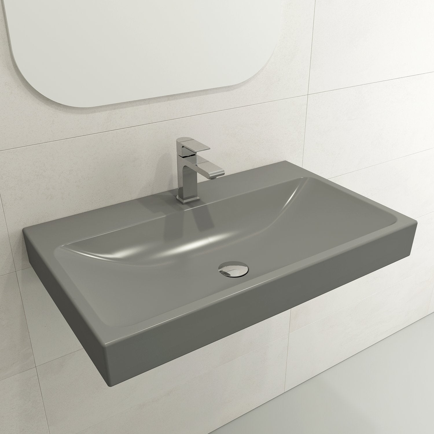 Scala Arch Wall-Mounted Sink Fireclay 32 in. 1-Hole 1078