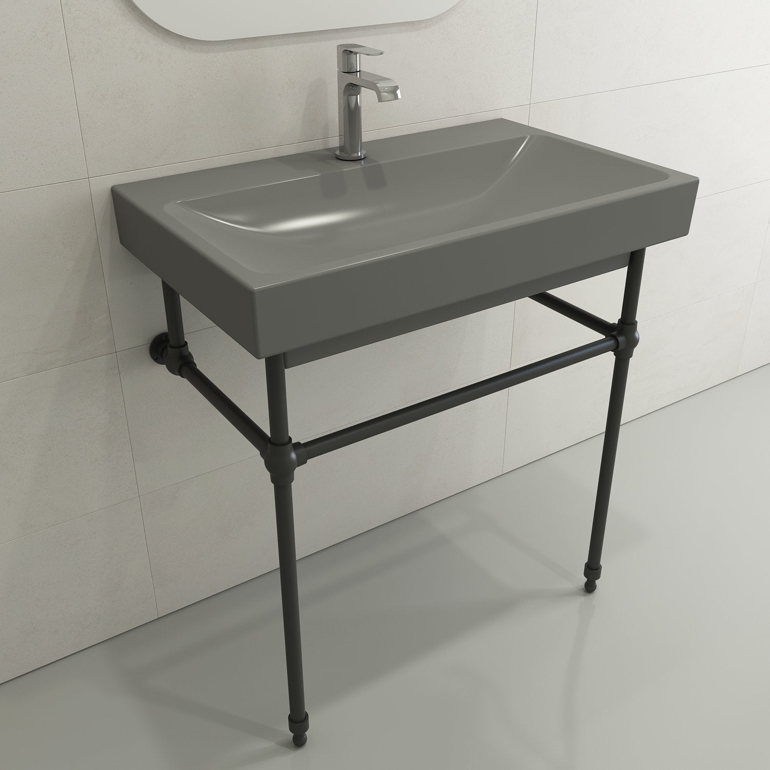 Scala Arch Wall-Mounted Sink Fireclay 32 in. 1-Hole 1078