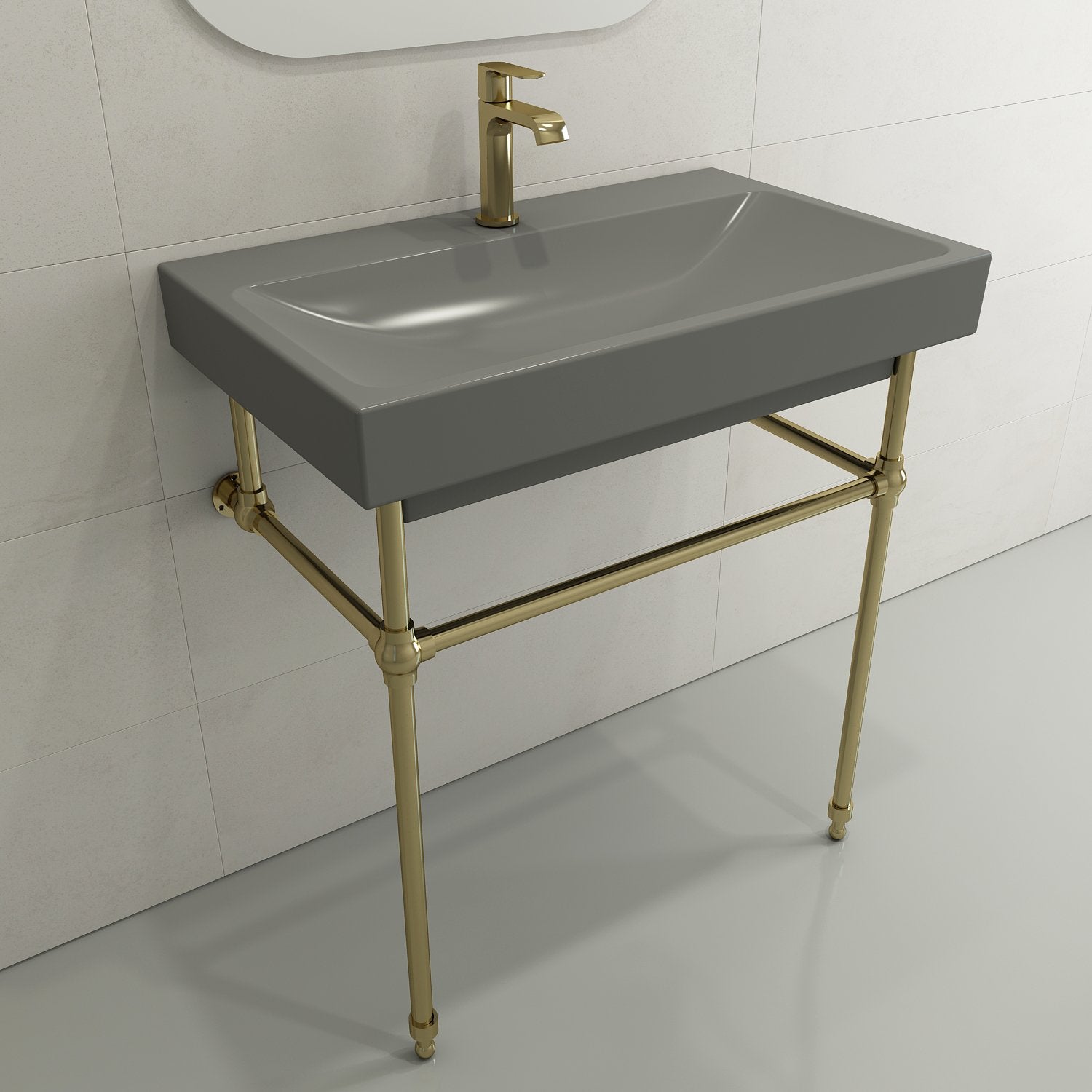 Scala Arch Wall-Mounted Sink Fireclay 32 in. 1-Hole 1078