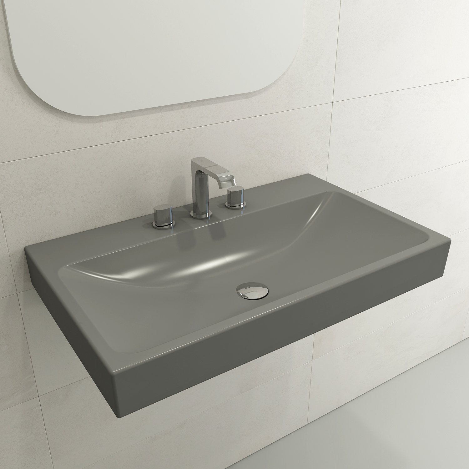 Scala Arch Wall-Mounted Sink Fireclay 32 in. 3-Hole 1078