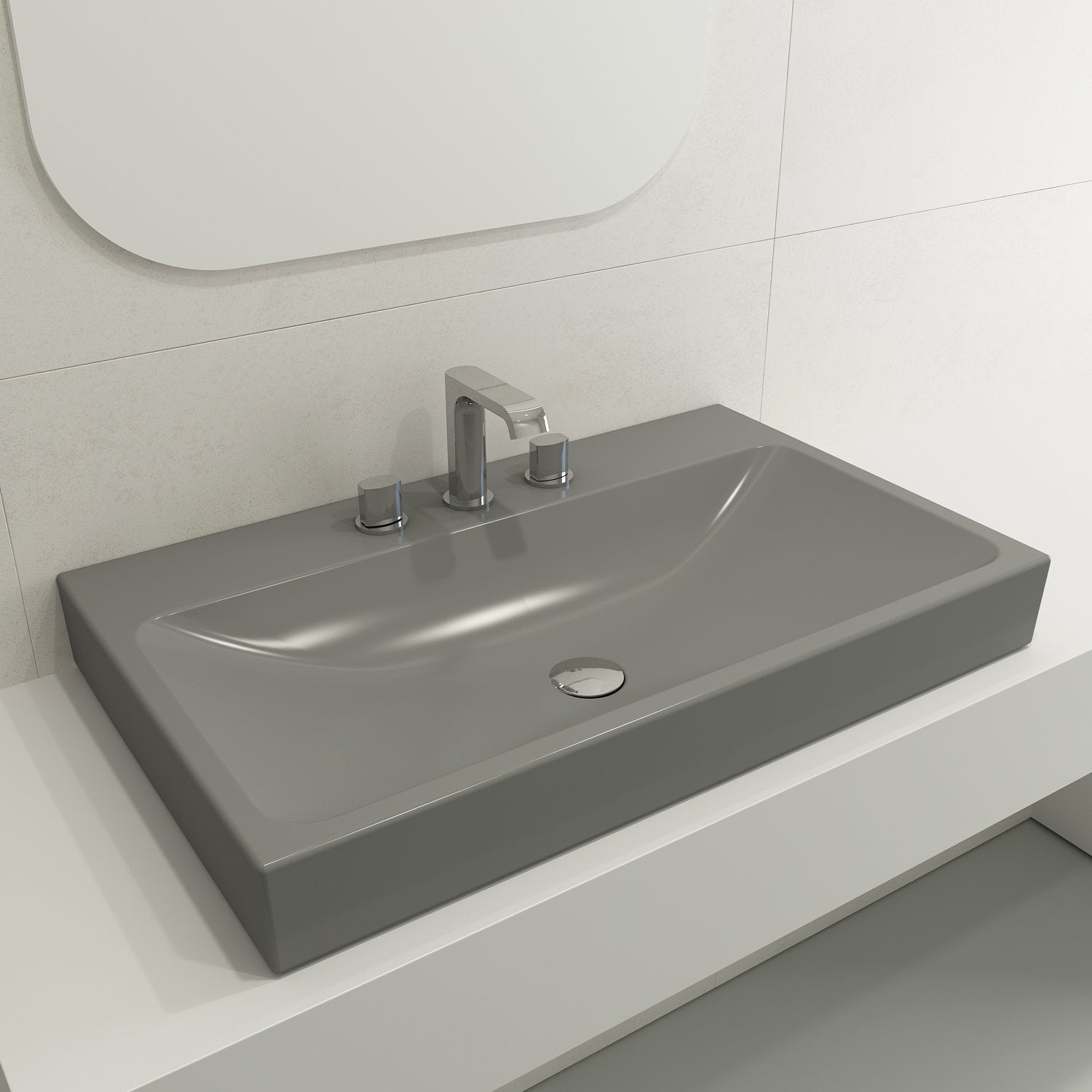 Scala Arch Wall-Mounted Sink Fireclay 32 in. 3-Hole 1078