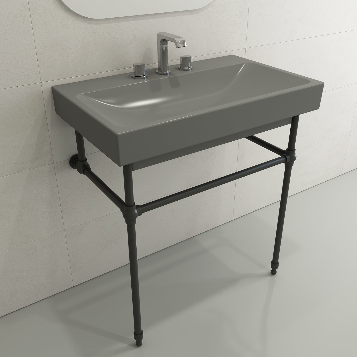 Scala Arch Wall-Mounted Sink Fireclay 32 in. 3-Hole 1078