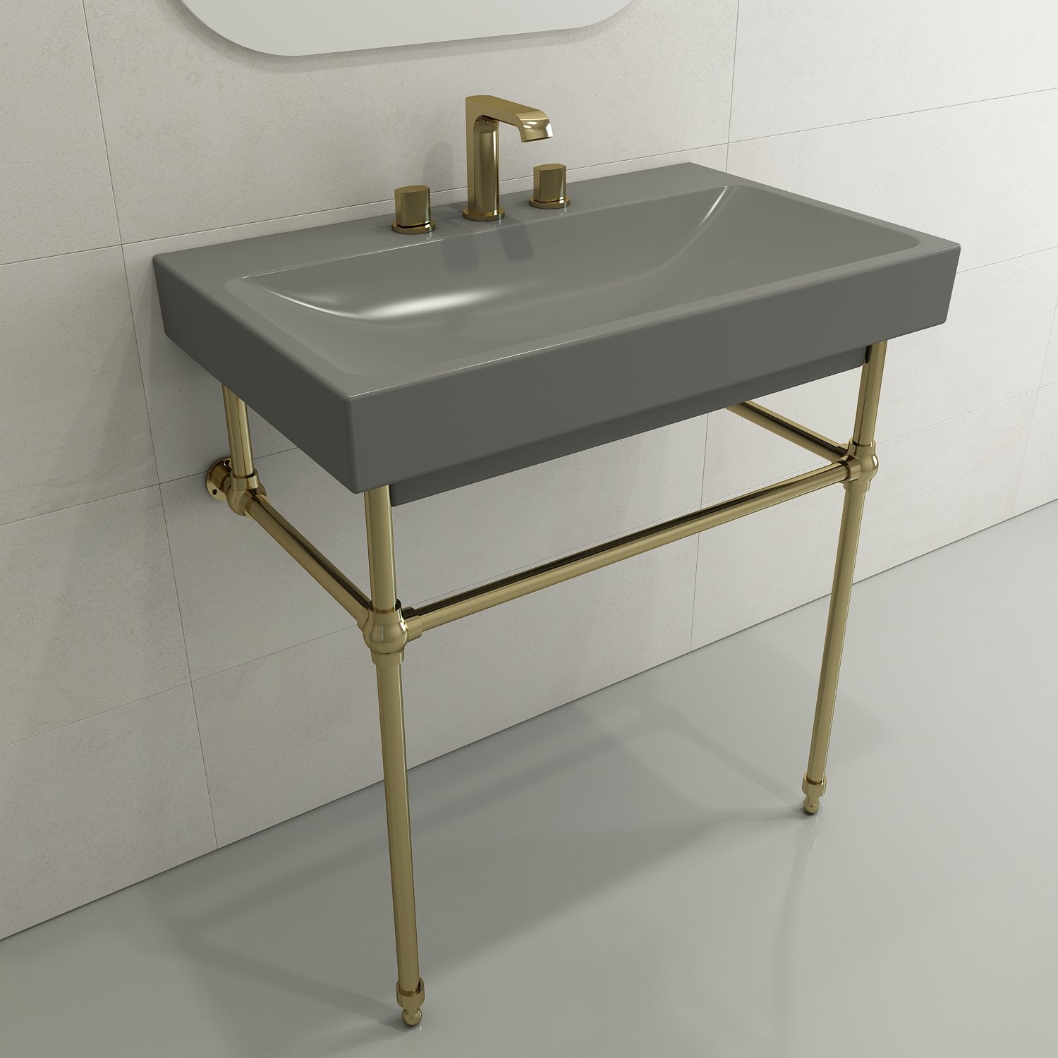 Scala Arch Wall-Mounted Sink Fireclay 32 in. 3-Hole 1078