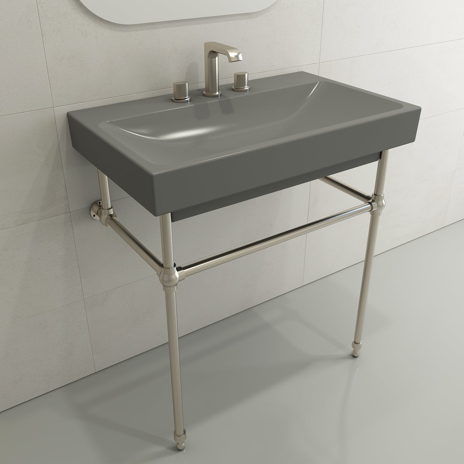 Scala Arch Wall-Mounted Sink Fireclay 32 in. 3-Hole 1078