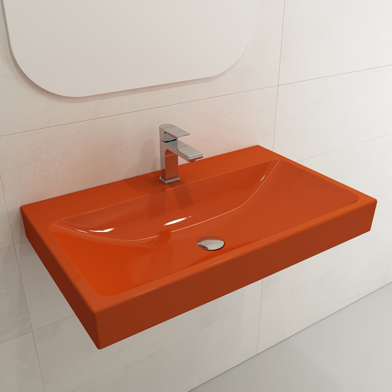 Scala Arch Wall-Mounted Sink Fireclay 32 in. 1-Hole 1078