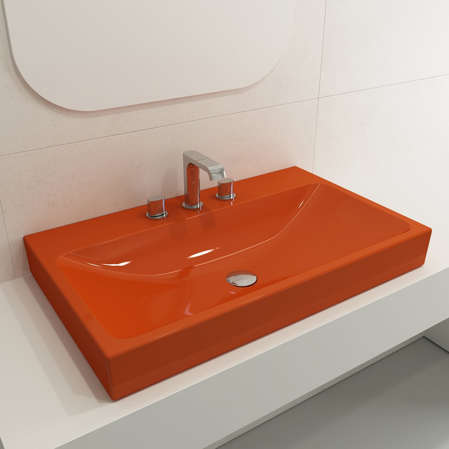 Scala Arch Wall-Mounted Sink Fireclay 32 in. 3-Hole 1078