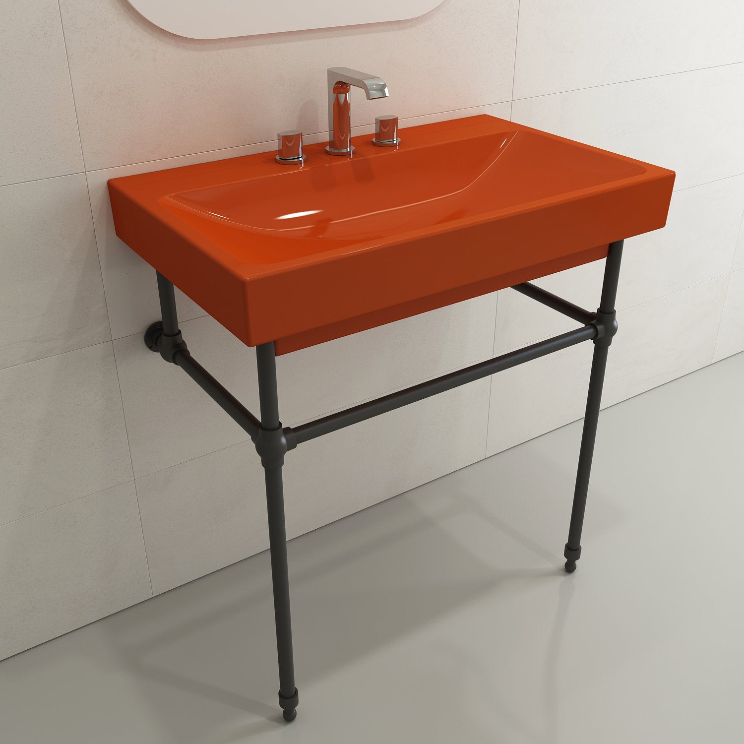Scala Arch Wall-Mounted Sink Fireclay 32 in. 3-Hole 1078