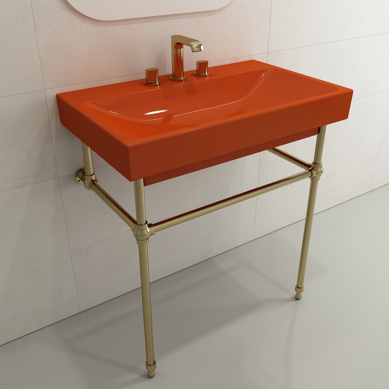Scala Arch Wall-Mounted Sink Fireclay 32 in. 3-Hole 1078