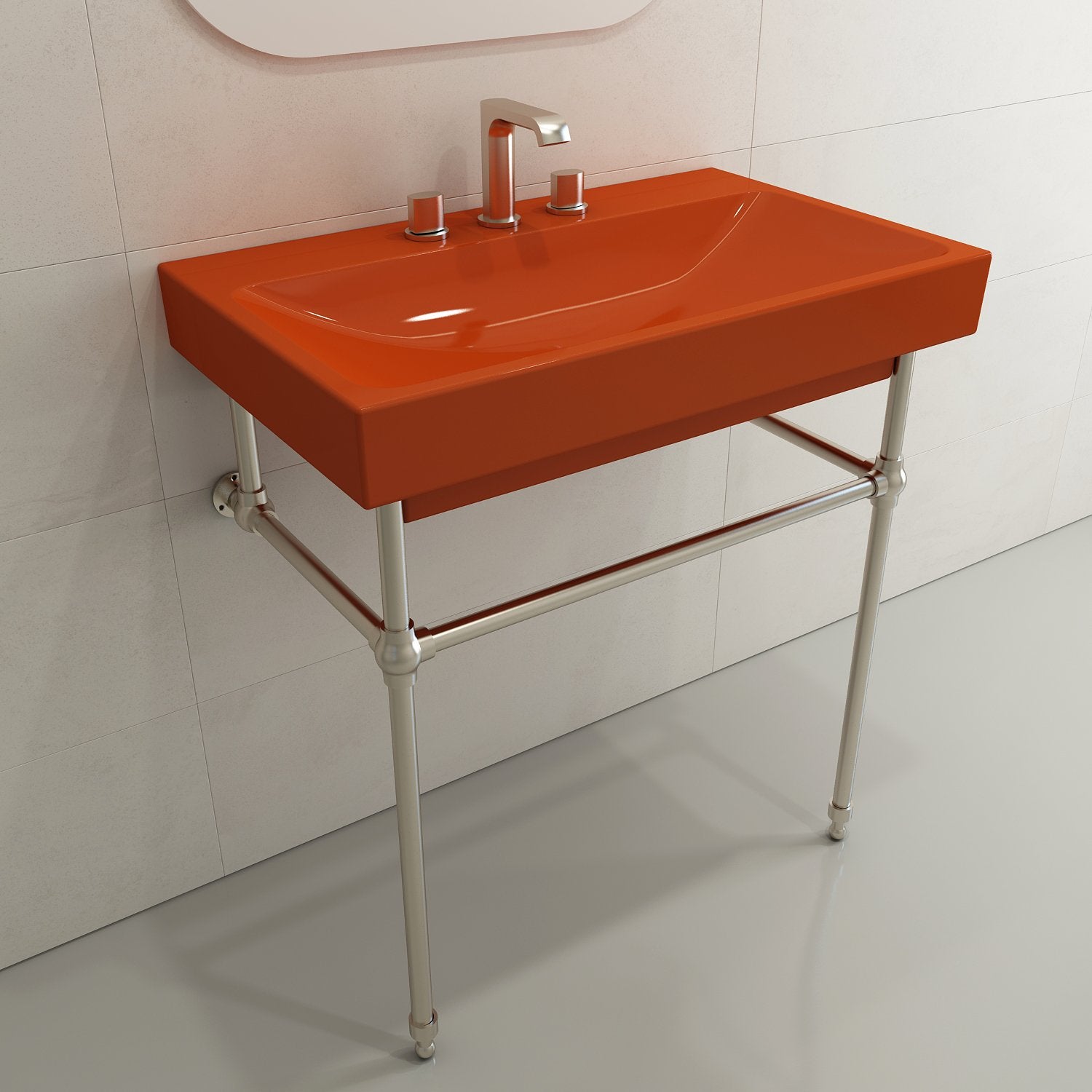 Scala Arch Wall-Mounted Sink Fireclay 32 in. 3-Hole 1078
