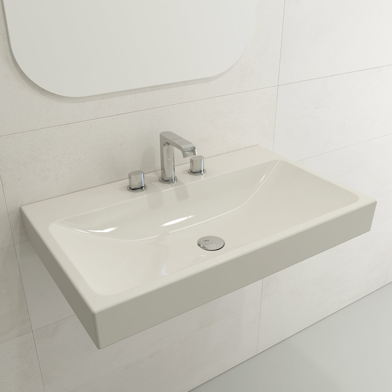 Scala Arch Wall-Mounted Sink Fireclay 32 in. 3-Hole 1078