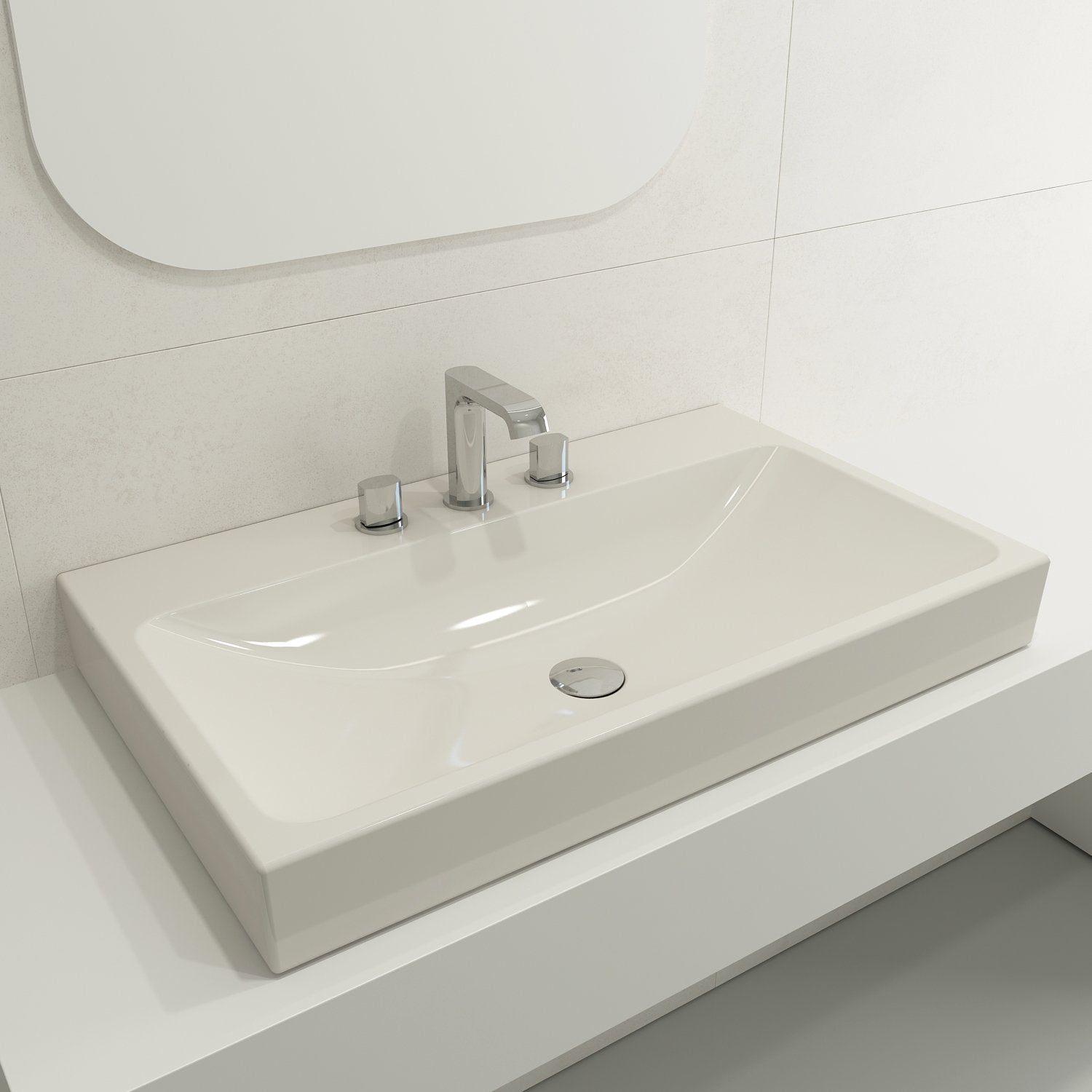 Scala Arch Wall-Mounted Sink Fireclay 32 in. 3-Hole 1078