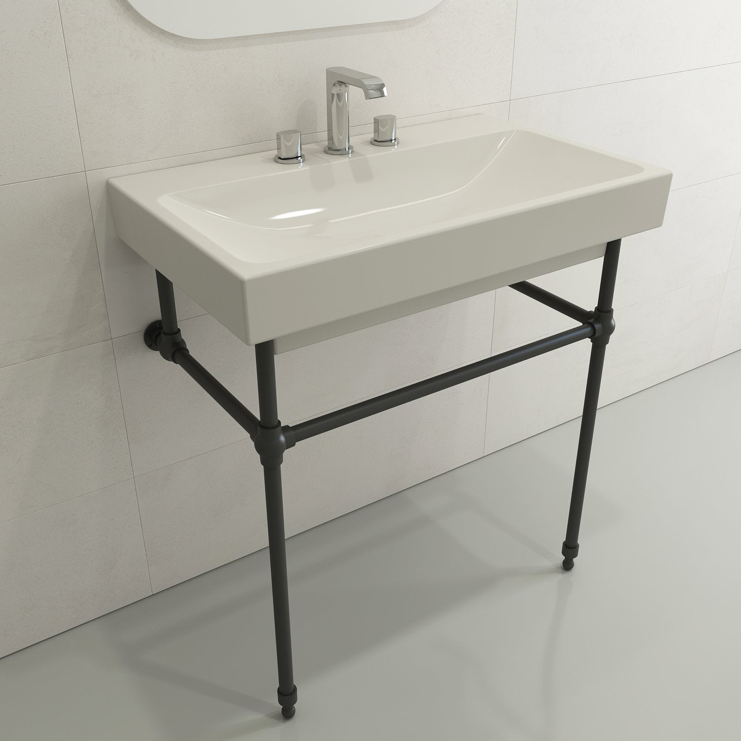 Scala Arch Wall-Mounted Sink Fireclay 32 in. 3-Hole 1078