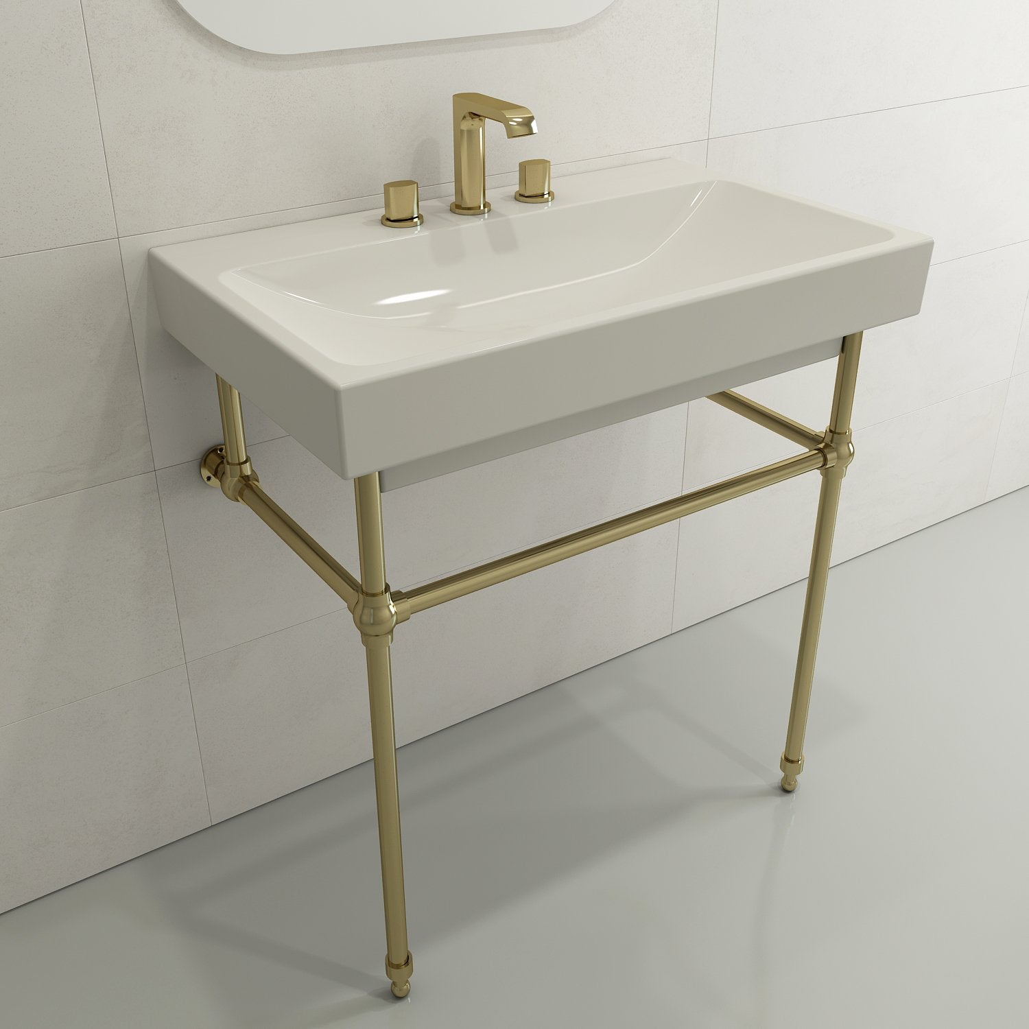 Scala Arch Wall-Mounted Sink Fireclay 32 in. 3-Hole 1078