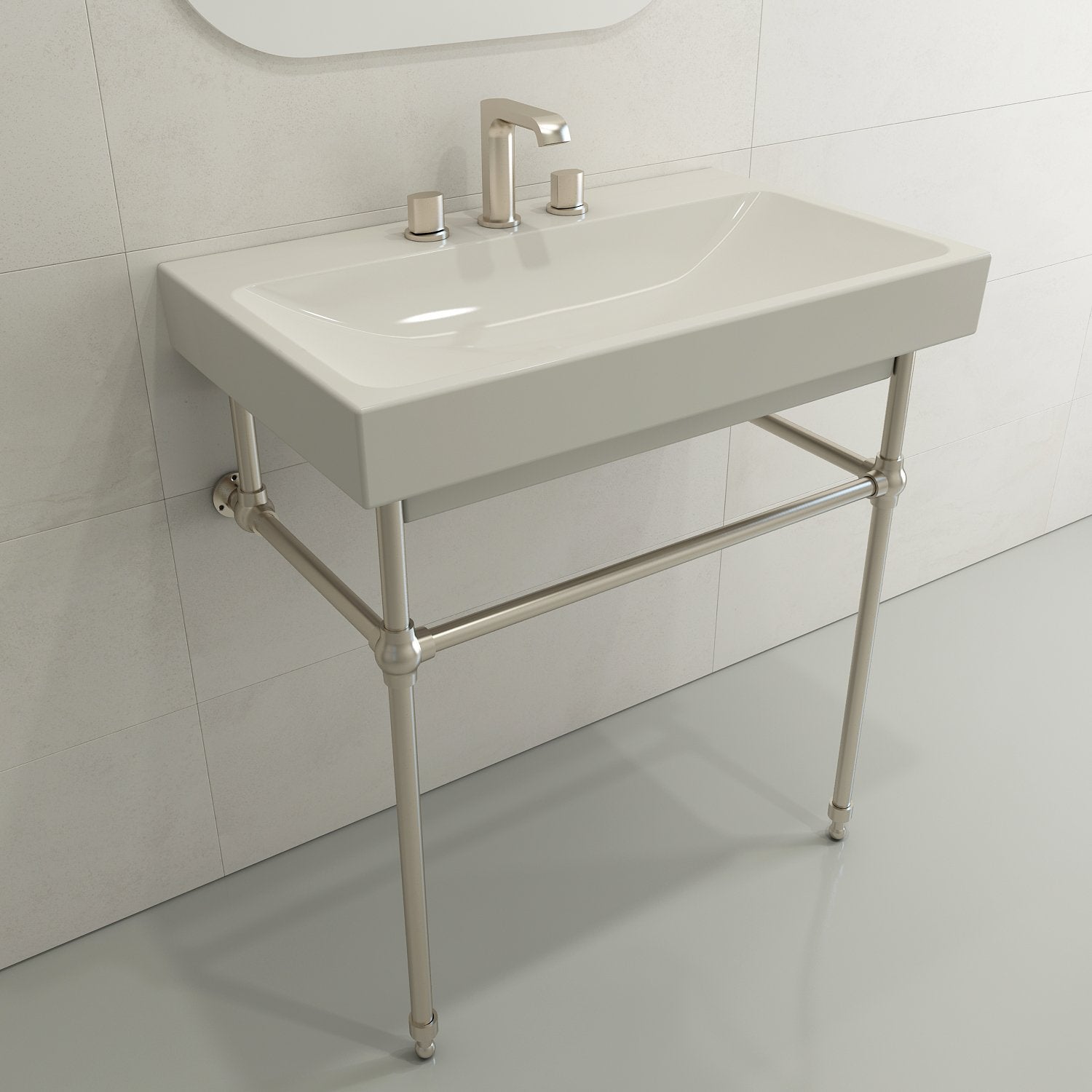 Scala Arch Wall-Mounted Sink Fireclay 32 in. 3-Hole 1078