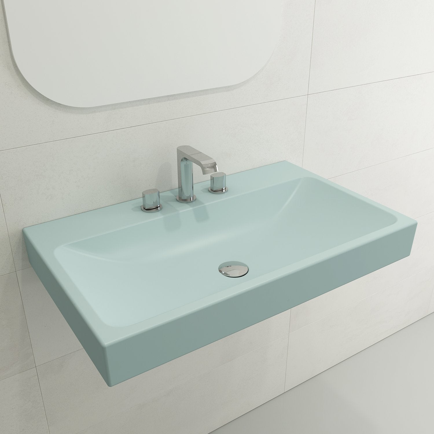 Scala Arch Wall-Mounted Sink Fireclay 32 in. 3-Hole 1078