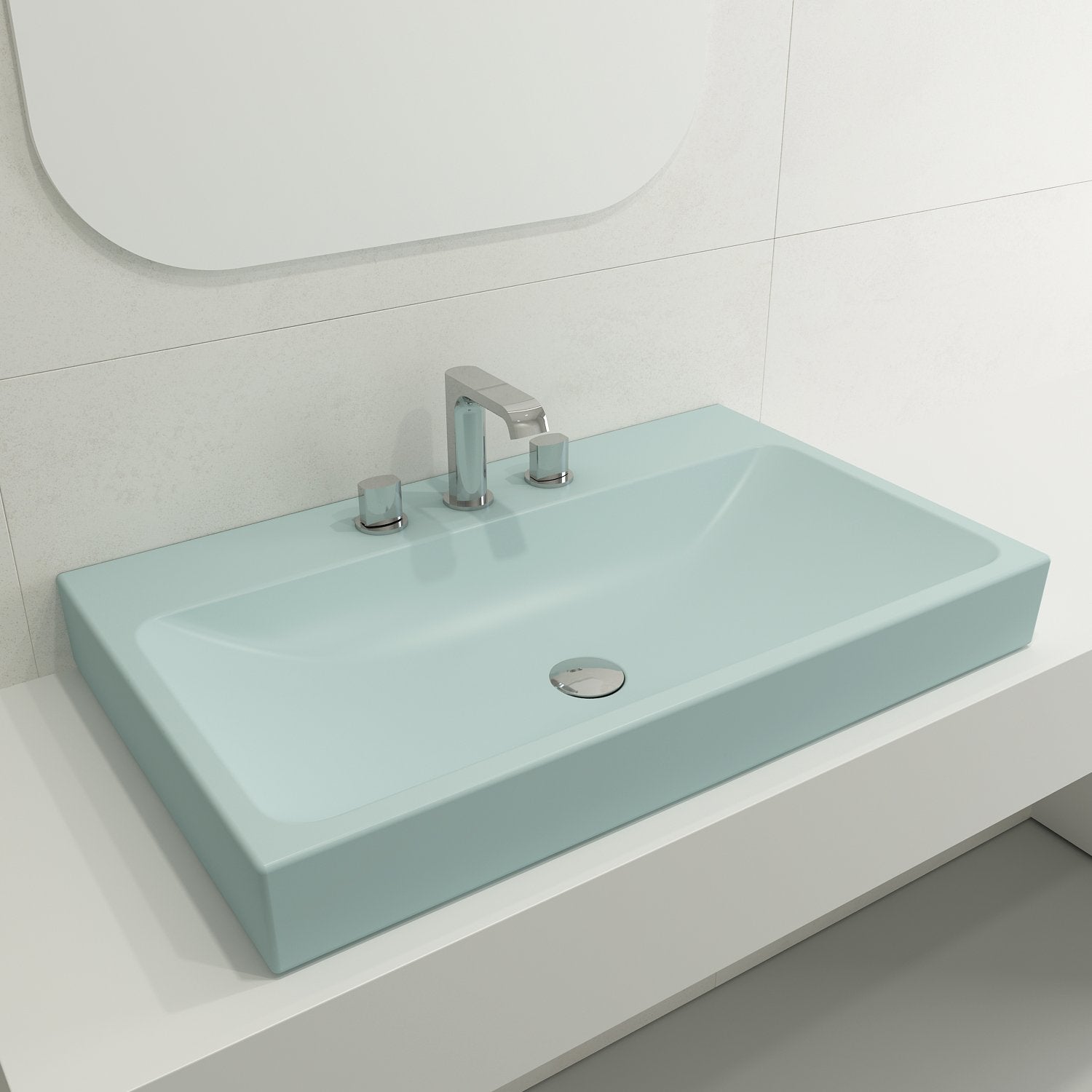 Scala Arch Wall-Mounted Sink Fireclay 32 in. 3-Hole 1078