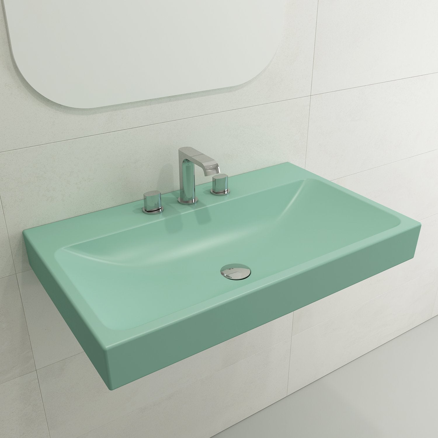 Scala Arch Wall-Mounted Sink Fireclay 32 in. 3-Hole 1078