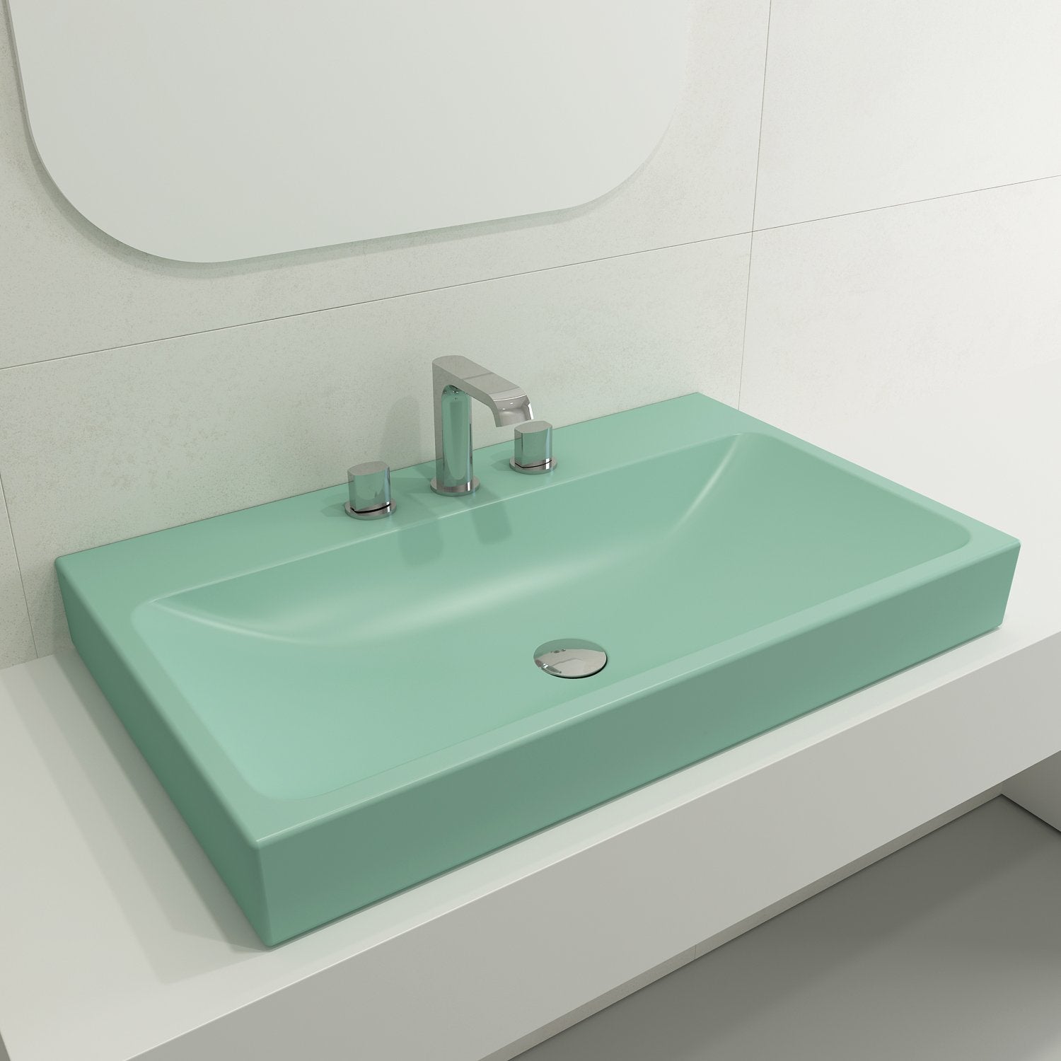 Scala Arch Wall-Mounted Sink Fireclay 32 in. 3-Hole 1078