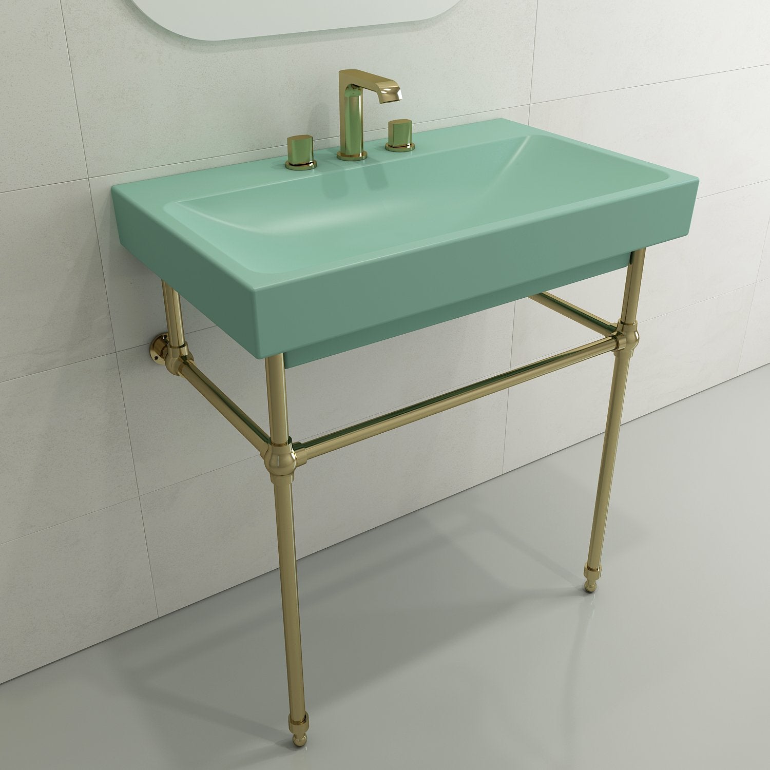 Scala Arch Wall-Mounted Sink Fireclay 32 in. 3-Hole 1078