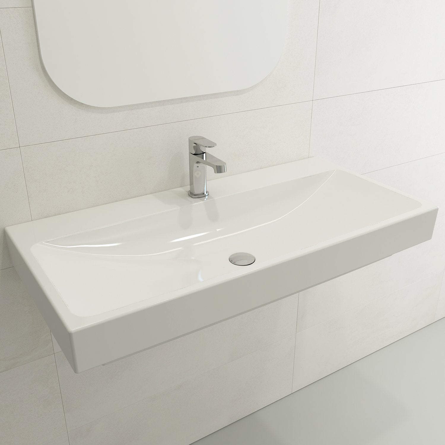 Scala Arch Wall-Mounted Sink Fireclay 39.75 in. 1-Hole 1079