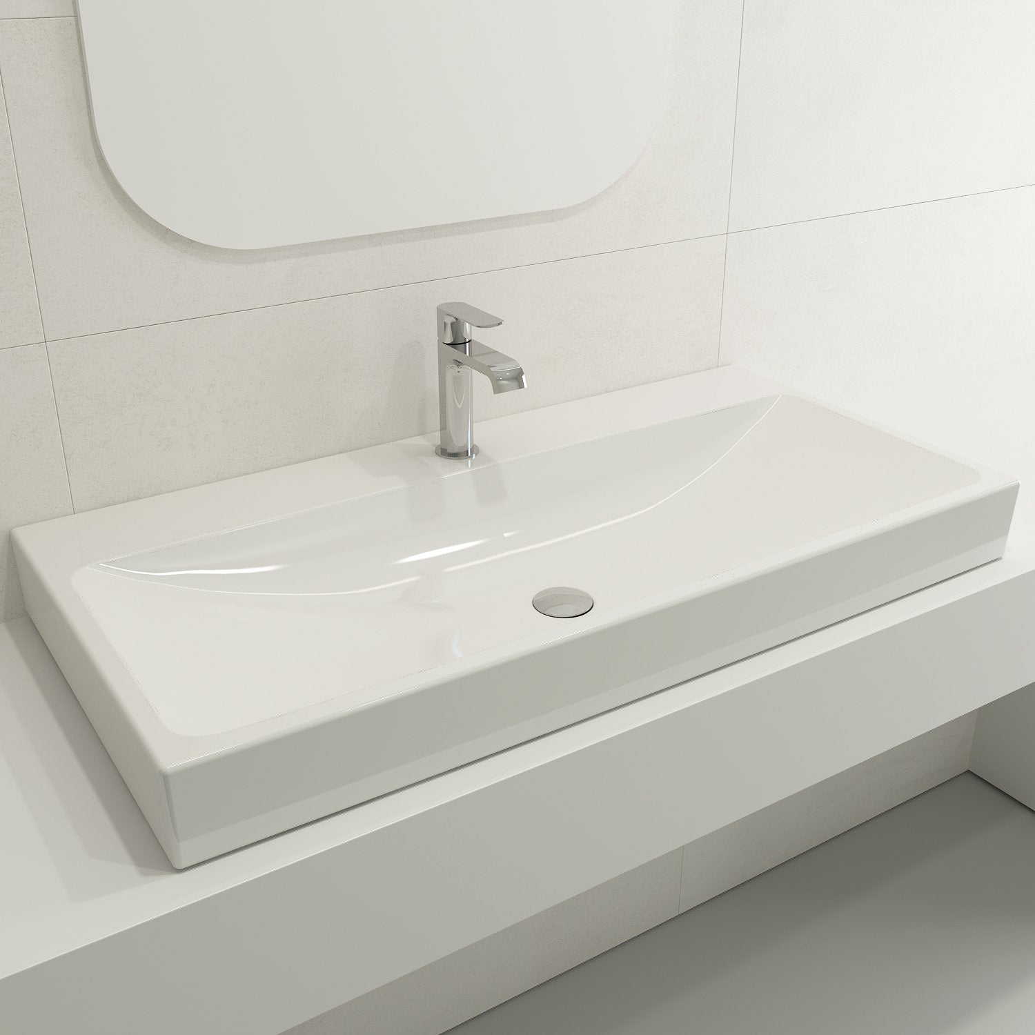 Scala Arch Wall-Mounted Sink Fireclay 39.75 in. 1-Hole 1079