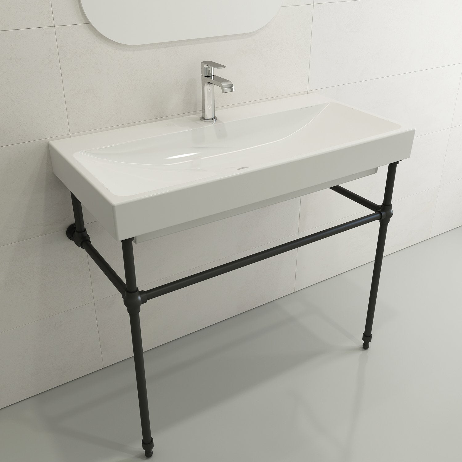 Scala Arch Wall-Mounted Sink Fireclay 39.75 in. 1-Hole 1079