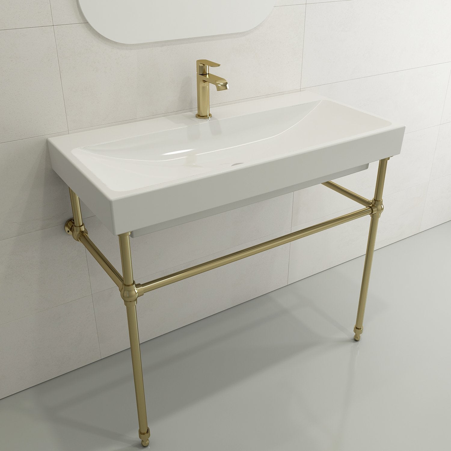 Scala Arch Wall-Mounted Sink Fireclay 39.75 in. 1-Hole 1079