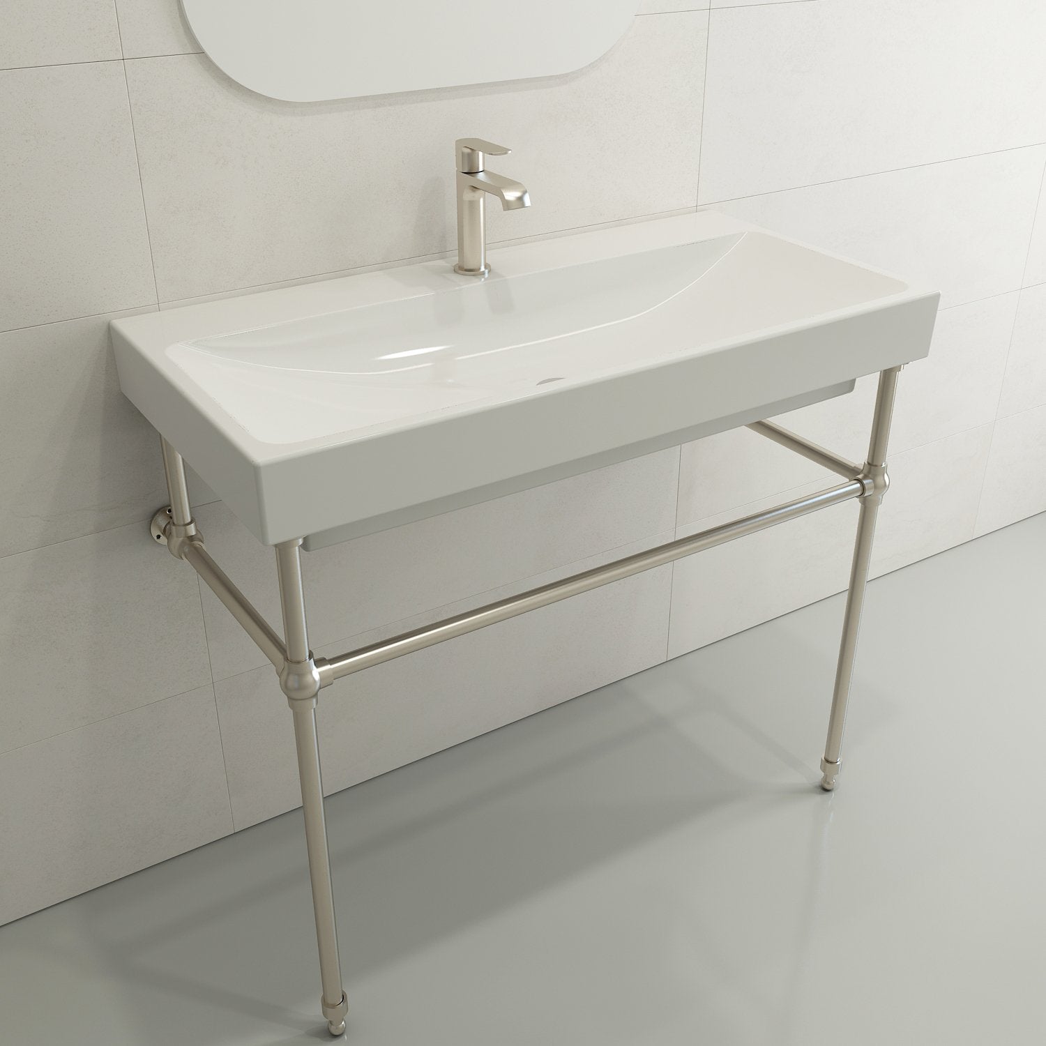 Scala Arch Wall-Mounted Sink Fireclay 39.75 in. 1-Hole 1079
