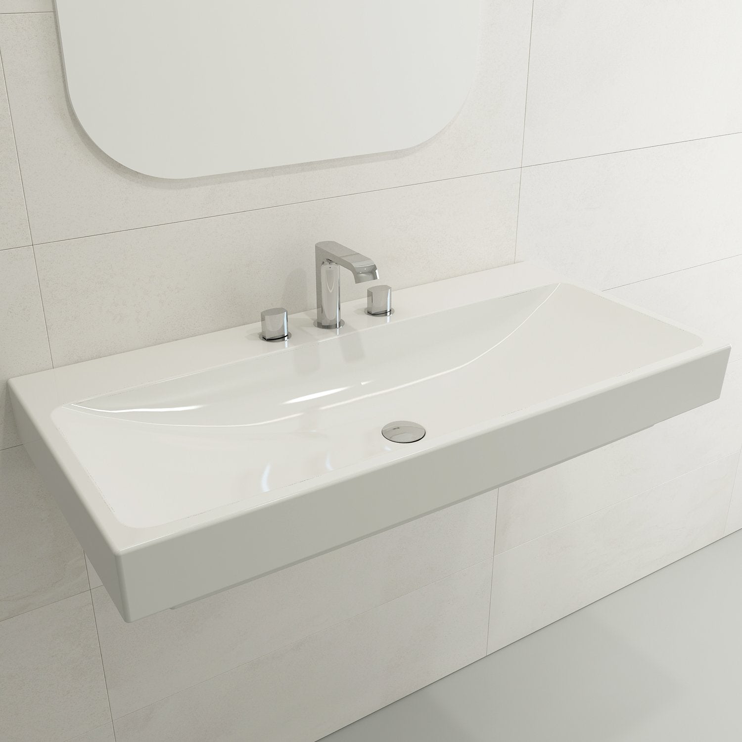 Scala Arch Wall-Mounted Sink Fireclay 39.75 in. 3-Hole 1079