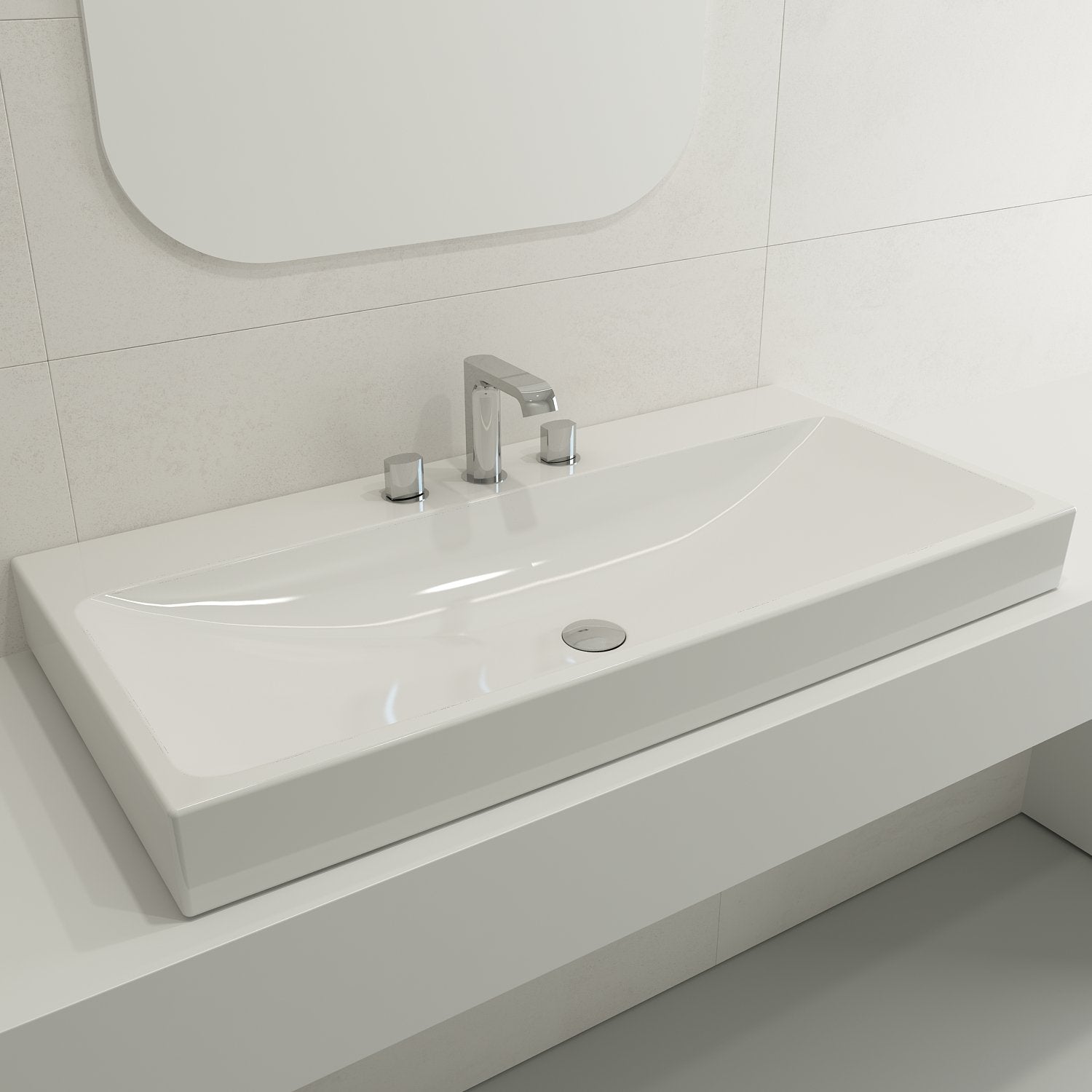 Scala Arch Wall-Mounted Sink Fireclay 39.75 in. 3-Hole 1079