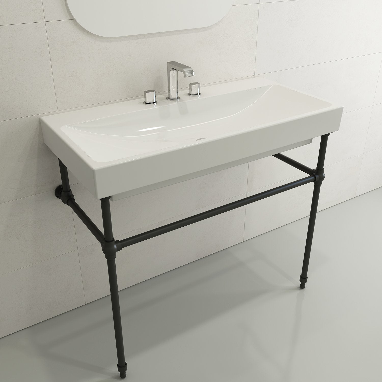 Scala Arch Wall-Mounted Sink Fireclay 39.75 in. 3-Hole 1079