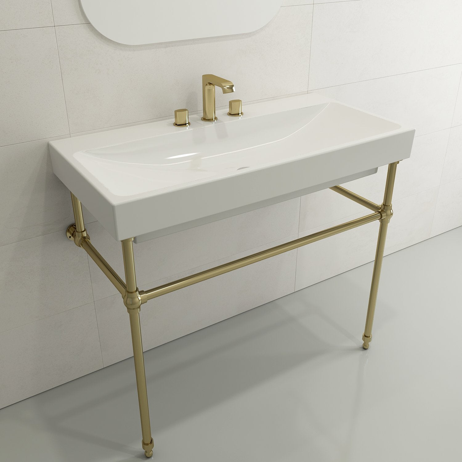 Scala Arch Wall-Mounted Sink Fireclay 39.75 in. 3-Hole 1079