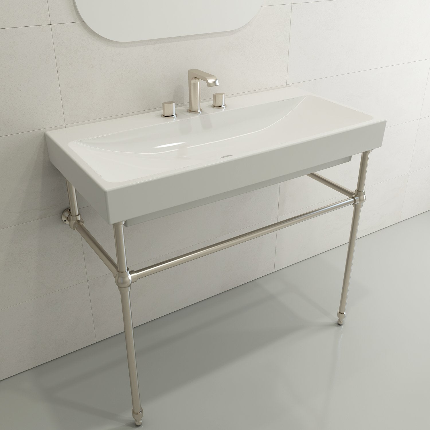 Scala Arch Wall-Mounted Sink Fireclay 39.75 in. 3-Hole 1079