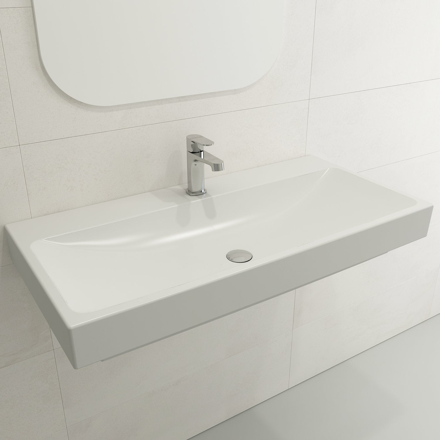 Scala Arch Wall-Mounted Sink Fireclay 39.75 in. 1-Hole 1079