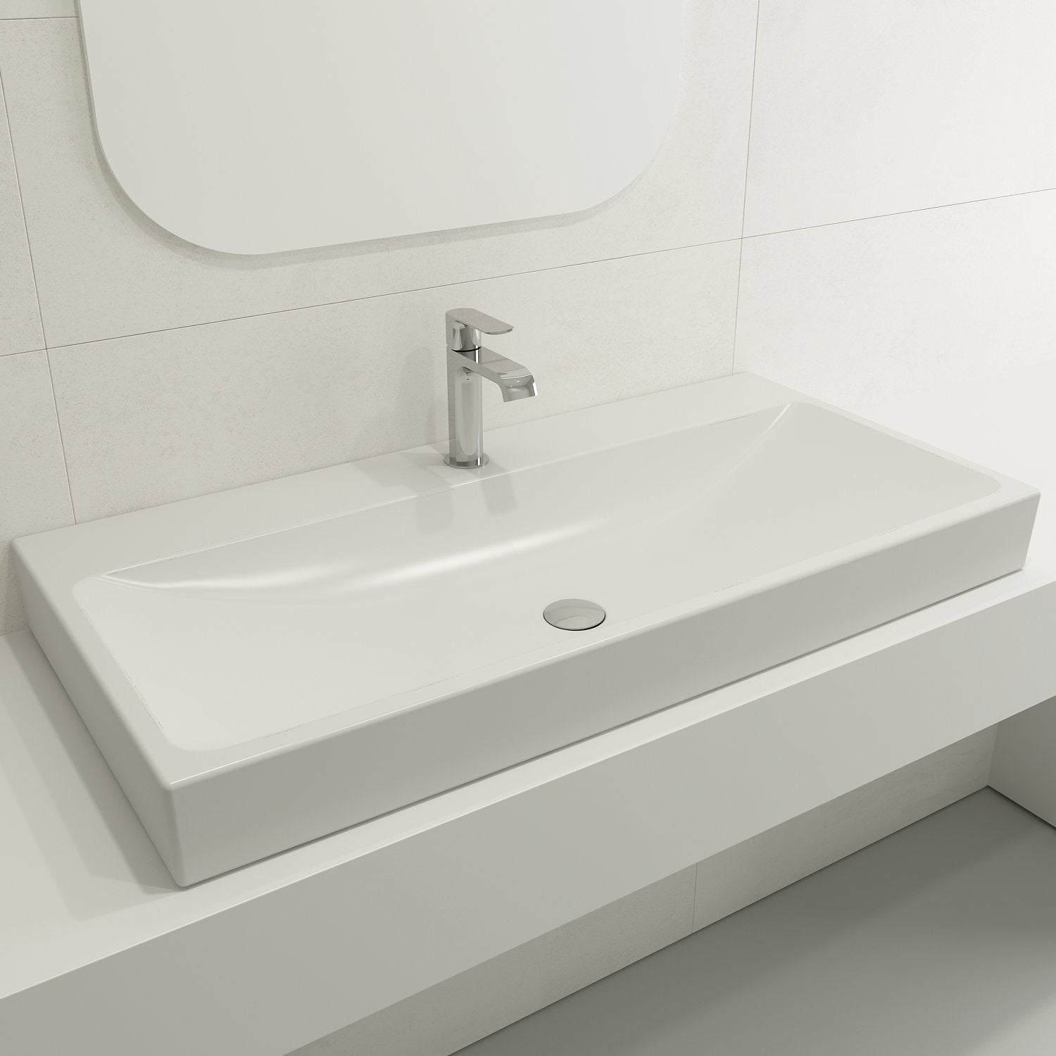 Scala Arch Wall-Mounted Sink Fireclay 39.75 in. 1-Hole 1079