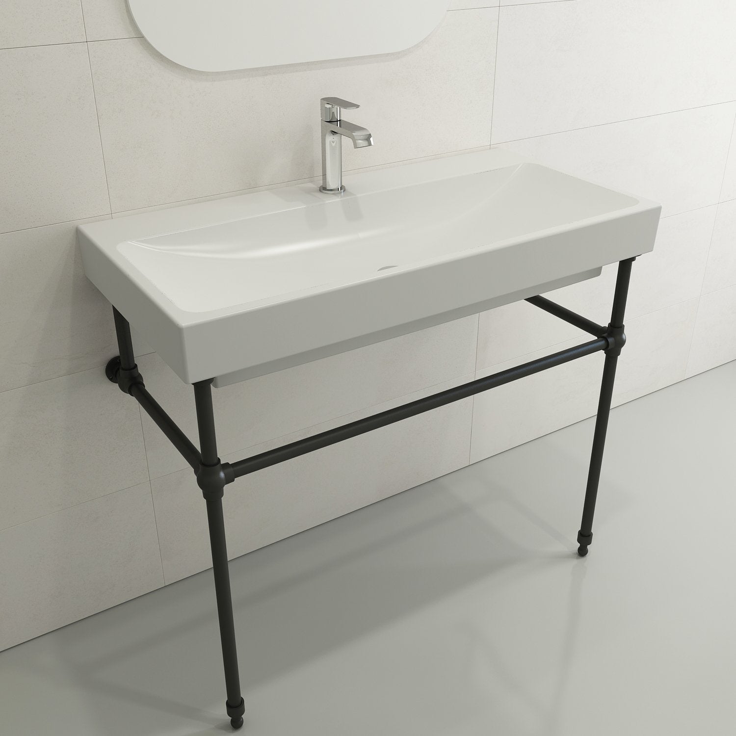 Scala Arch Wall-Mounted Sink Fireclay 39.75 in. 1-Hole 1079