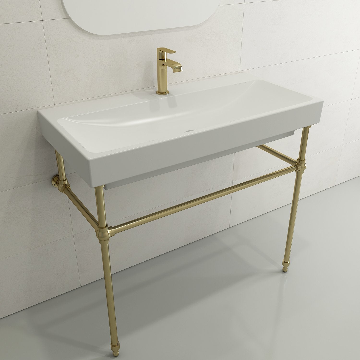 Scala Arch Wall-Mounted Sink Fireclay 39.75 in. 1-Hole 1079