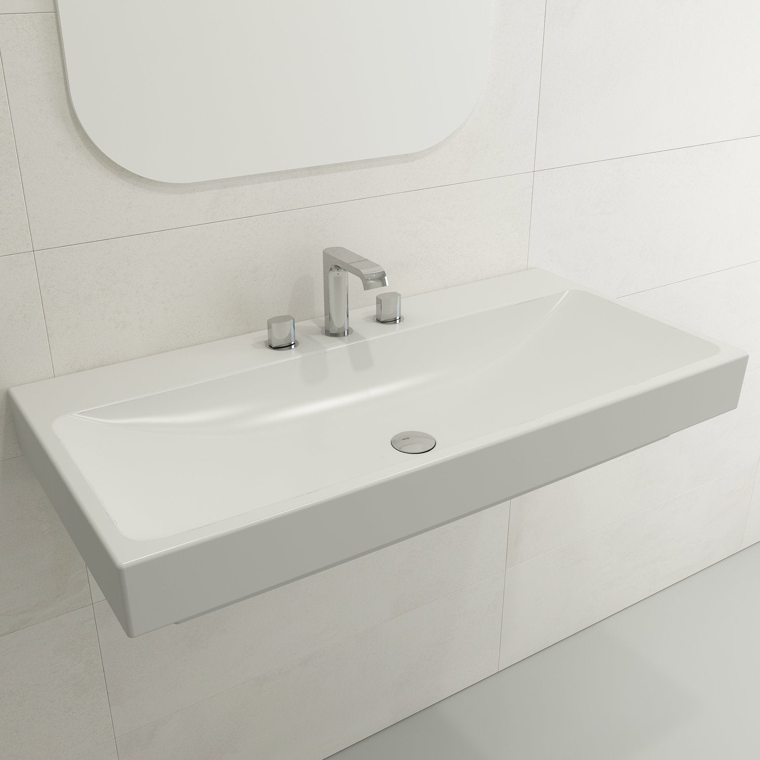Scala Arch Wall-Mounted Sink Fireclay 39.75 in. 3-Hole 1079