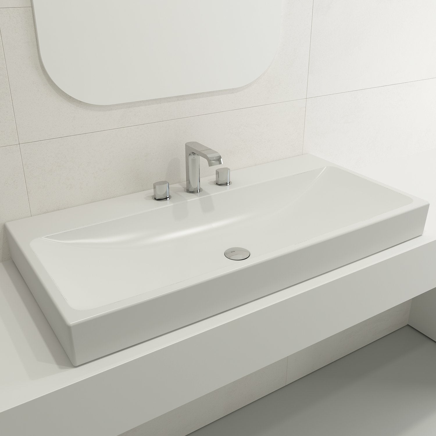 Scala Arch Wall-Mounted Sink Fireclay 39.75 in. 3-Hole 1079