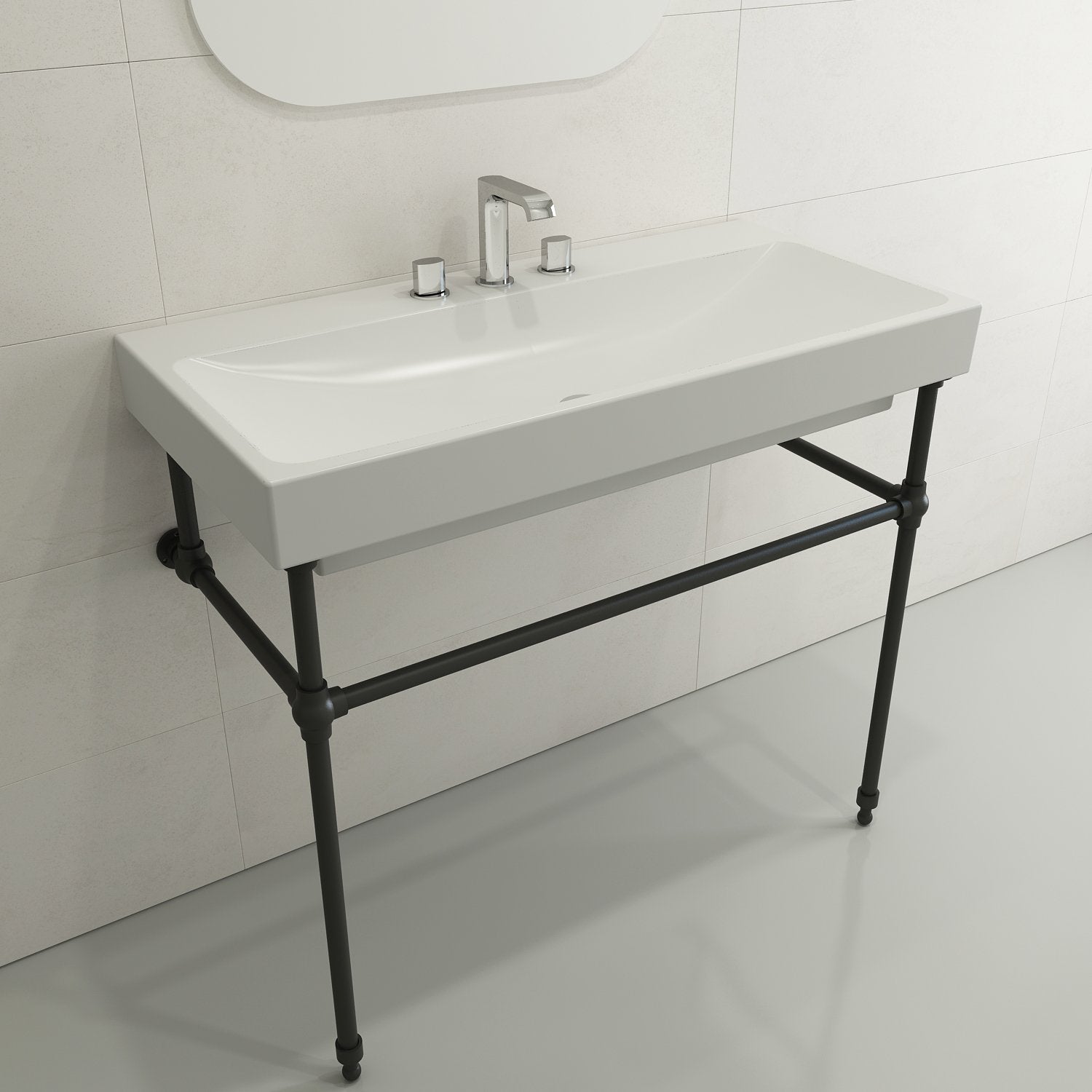 Scala Arch Wall-Mounted Sink Fireclay 39.75 in. 3-Hole 1079