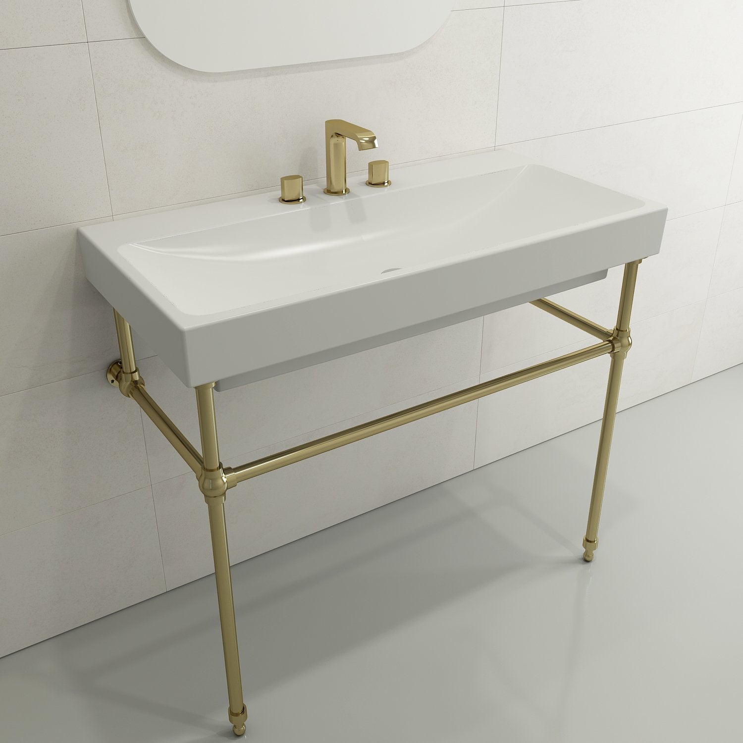 Scala Arch Wall-Mounted Sink Fireclay 39.75 in. 3-Hole 1079