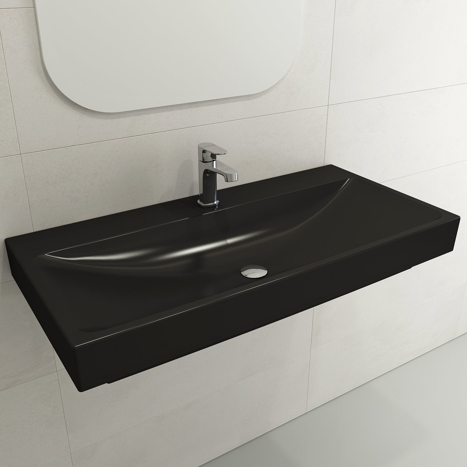 Scala Arch Wall-Mounted Sink Fireclay 39.75 in. 1-Hole 1079