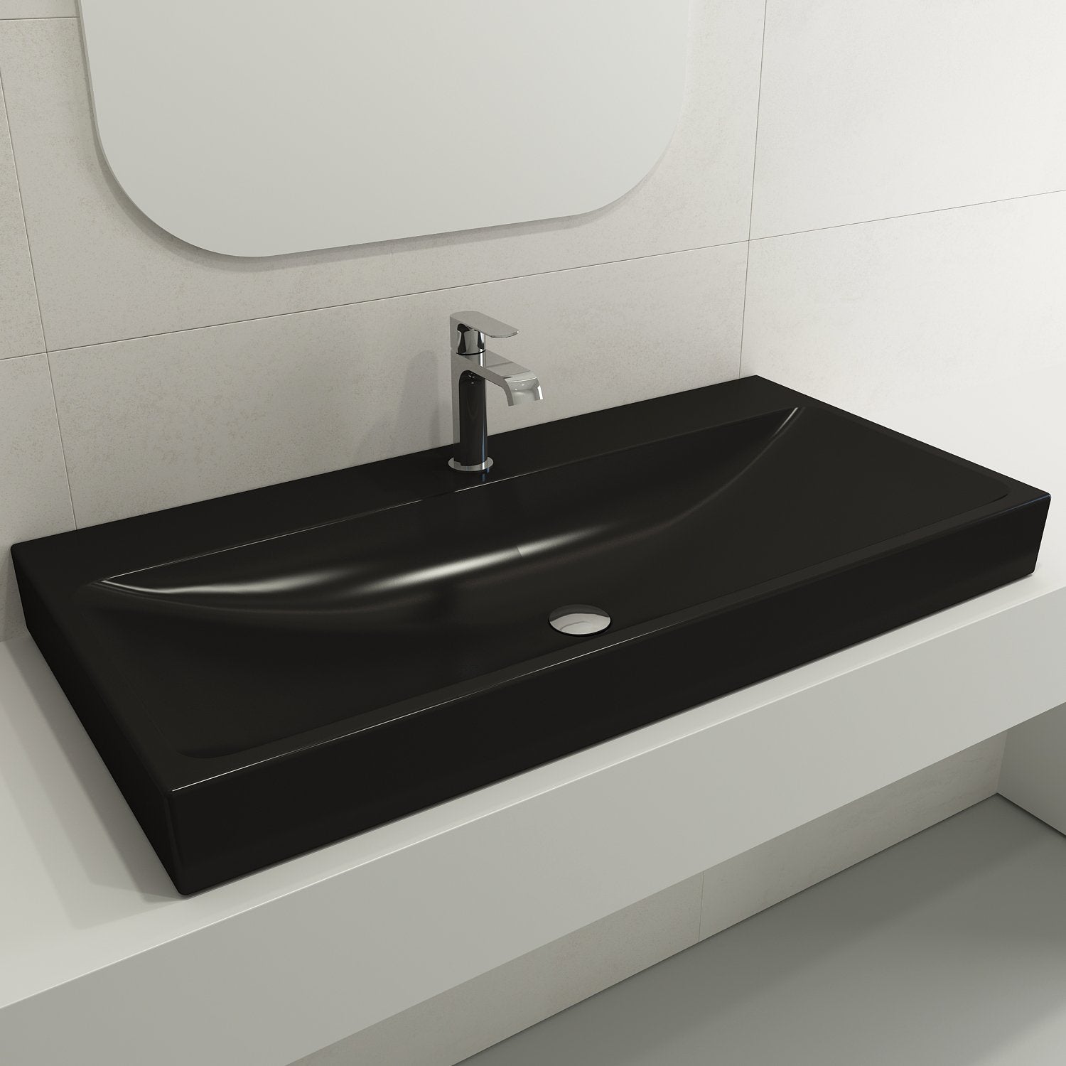 Scala Arch Wall-Mounted Sink Fireclay 39.75 in. 1-Hole 1079
