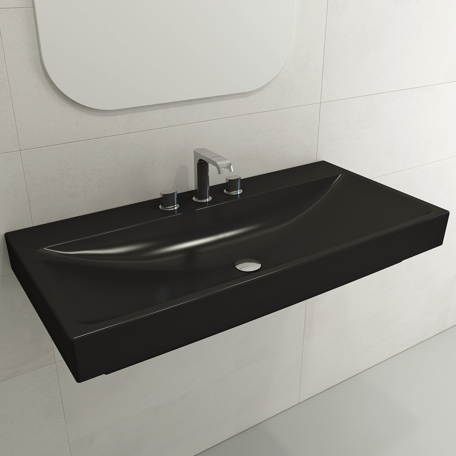Scala Arch Wall-Mounted Sink Fireclay 39.75 in. 3-Hole 1079