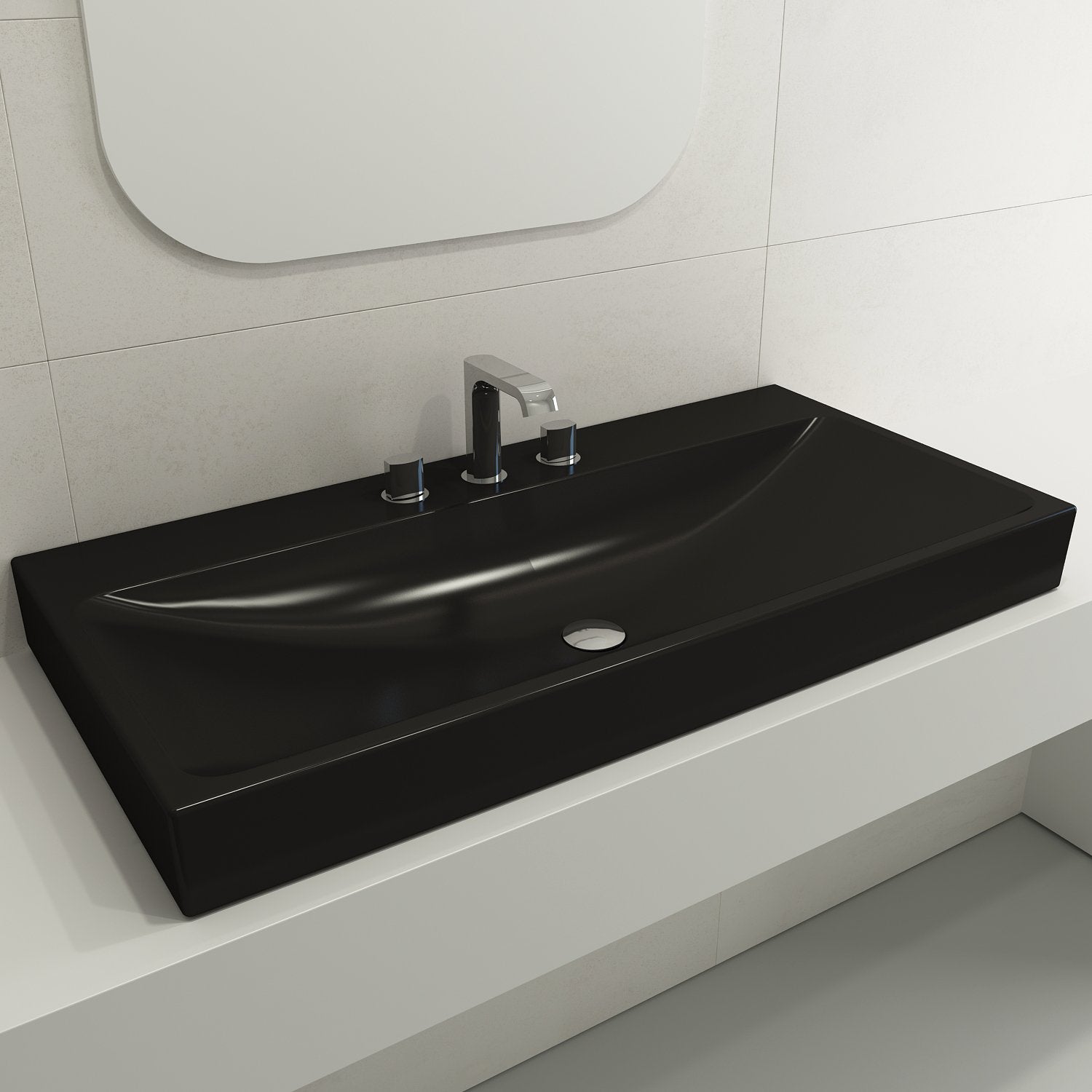Scala Arch Wall-Mounted Sink Fireclay 39.75 in. 3-Hole 1079