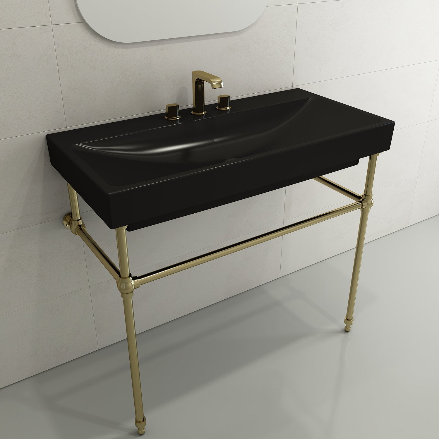 Scala Arch Wall-Mounted Sink Fireclay 39.75 in. 3-Hole 1079